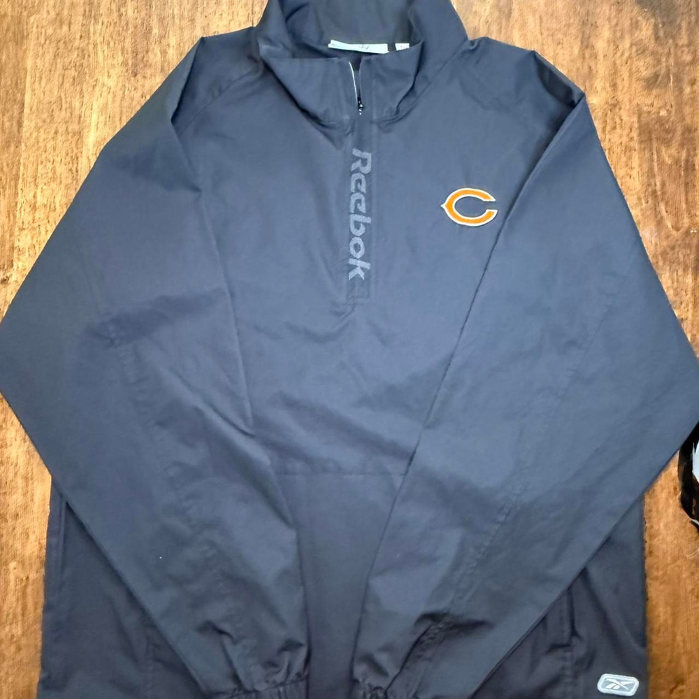 Reebok Men’s Medium Chicago Bears Black Windbreaker #Jacket